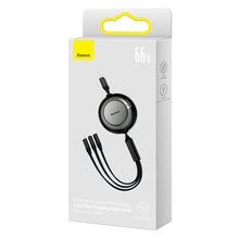 Заредете изображение във визуализатора на галерията – Baseus Bright Mirror 2 retractable cable 3in1 USB Type A - micro USB + Lightning + USB Type C 66W 1.1m black (CAMJ010101) - TopMag
