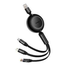 Заредете изображение във визуализатора на галерията – Baseus Bright Mirror 2 retractable cable 3in1 USB Type A - micro USB + Lightning + USB Type C 66W 1.1m black (CAMJ010101) - TopMag
