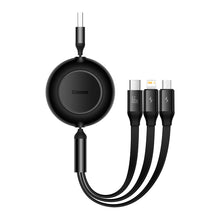 Заредете изображение във визуализатора на галерията – Baseus Bright Mirror 2 retractable cable 3in1 USB Type A - micro USB + Lightning + USB Type C 66W 1.1m black (CAMJ010101) - TopMag
