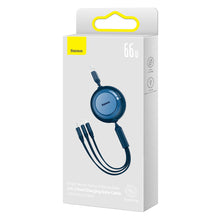 Заредете изображение във визуализатора на галерията – Baseus Bright Mirror 2 retractable cable 3in1 USB Type A - micro USB + Lightning + USB Type C 66W 1.1m blue (CAMJ010103) - TopMag
