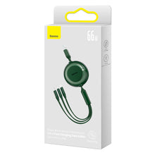Заредете изображение във визуализатора на галерията – Baseus Bright Mirror 2 retractable cable 3in1 USB Type A - micro USB + Lightning + USB Type C 66W 1.1m green (CAMJ010106) - TopMag
