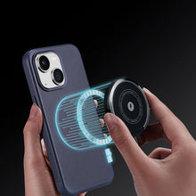 Заредете изображение във визуализатора на галерията – Dux Ducis Naples case for iPhone 14 Plus magnetic leather case MagSafe blue
