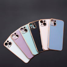 Заредете изображение във визуализатора на галерията – Lighting Color Case for iPhone 12 Pro black gel cover with gold frame - TopMag
