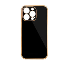 Заредете изображение във визуализатора на галерията – Lighting Color Case for iPhone 12 Pro black gel cover with gold frame - TopMag
