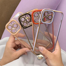 Заредете изображение във визуализатора на галерията – Fashion Case for iPhone 12 Pro Gold Frame Gel Cover Black - TopMag
