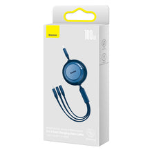 Заредете изображение във визуализатора на галерията – Baseus Bright Mirror 2 retractable cable 3in1 USB Type C - micro USB + Lightning + USB Type C 3.5A 1.1m blue (CAMJ010203) - TopMag

