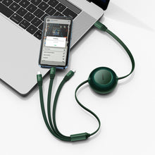 Заредете изображение във визуализатора на галерията – Baseus Bright Mirror 2 retractable cable 3in1 USB Type C - micro USB + Lightning + USB Type C 3.5A 1.1m green (CAMJ010206) - TopMag
