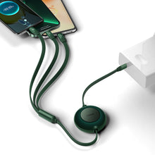 Заредете изображение във визуализатора на галерията – Baseus Bright Mirror 2 retractable cable 3in1 USB Type C - micro USB + Lightning + USB Type C 3.5A 1.1m green (CAMJ010206) - TopMag
