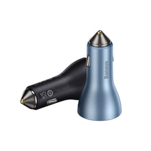 Заредете изображение във визуализатора на галерията – Baseus Golden Contactor Pro USB-A car charger + 2x USB-C 65W dark gray (CGJP010013) - TopMag
