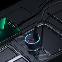 Заредете изображение във визуализатора на галерията – Baseus Golden Contactor Pro USB-A car charger + 2x USB-C 65W dark gray (CGJP010013) - TopMag
