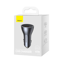 Заредете изображение във визуализатора на галерията – Baseus Golden Contactor Pro USB-A car charger + 2x USB-C 65W dark gray (CGJP010013) - TopMag
