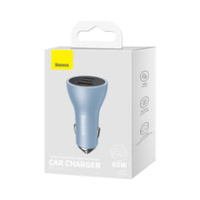 Заредете изображение във визуализатора на галерията – Baseus Golden Contactor Pro USB-A car charger + 2x USB-C 65W blue (CGJP010003) - TopMag
