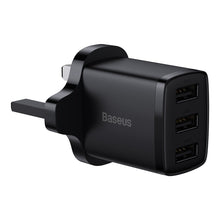 Заредете изображение във визуализатора на галерията – Baseus Compact charger 3x USB 17W UK plug black (CCXJ020301) - TopMag
