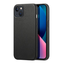 Заредете изображение във визуализатора на галерията – Dux Ducis Roma leather case for iPhone 13 elegant genuine leather black case - TopMag
