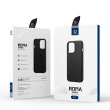 Заредете изображение във визуализатора на галерията – Dux Ducis Roma leather case for iPhone 13 Pro elegant genuine leather black case - TopMag
