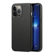 Заредете изображение във визуализатора на галерията – Dux Ducis Roma leather case for iPhone 13 Pro elegant genuine leather black case - TopMag
