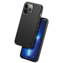 Заредете изображение във визуализатора на галерията – Dux Ducis Roma leather case for iPhone 13 Pro elegant genuine leather black case - TopMag

