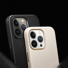 Заредете изображение във визуализатора на галерията – Dux Ducis Roma leather case for iPhone 13 Pro elegant genuine leather black case - TopMag
