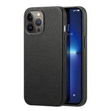 Заредете изображение във визуализатора на галерията – Dux Ducis Roma leather case for iPhone 13 Pro Max elegant genuine leather black case - TopMag
