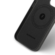 Заредете изображение във визуализатора на галерията – Dux Ducis Roma leather case for iPhone 13 Pro Max elegant genuine leather black case - TopMag
