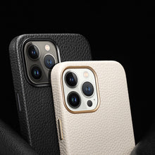 Заредете изображение във визуализатора на галерията – Dux Ducis Roma leather case for iPhone 13 Pro Max elegant genuine leather case white - TopMag
