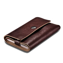 Заредете изображение във визуализатора на галерията – iCarer leather mini wallet for cards, banknotes, brown - TopMag
