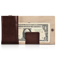 Заредете изображение във визуализатора на галерията – iCarer leather mini wallet for cards, banknotes, brown - TopMag
