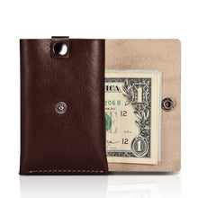 Заредете изображение във визуализатора на галерията – iCarer leather mini wallet for cards, banknotes, brown - TopMag
