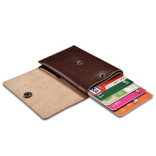 Заредете изображение във визуализатора на галерията – iCarer leather mini wallet for cards, banknotes, brown - TopMag
