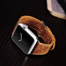 Заредете изображение във визуализатора на галерията – iCarer Leather Vintage Wristband Genuine Leather Watch Band Watch 7 7/6 / 5/4/3/2 / SE (41/40 / 38mm) Orange (RIW103-OG （38）) - TopMag
