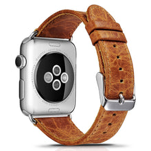 Заредете изображение във визуализатора на галерията – iCarer Leather Vintage Wristband Genuine Leather Watch Band Watch 7 7/6 / 5/4/3/2 / SE (41/40 / 38mm) Orange (RIW103-OG （38）) - TopMag
