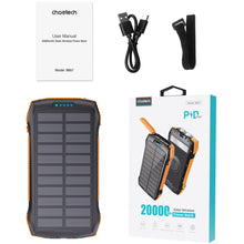 Заредете изображение във визуализатора на галерията – Choetech solar power bank with inductive charging 20000mAh PD 20W / QC 18W / Qi 10W orange (B657)

