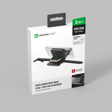 Заредете изображение във визуализатора на галерията – Amazing Thing Induction charger Magsafe Explorer Pro Mag 2 in 1 EP2IN1SET - 17W with Type C to Type C cable black
