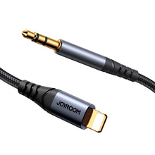 Заредете изображение във визуализатора на галерията – Joyroom stereo audio cable AUX 3.5 mm mini jack - Lightning for iPhone iPad 1.2 m black (SY-A06)
