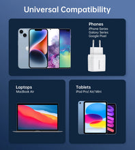 Заредете изображение във визуализатора на галерията – Choetech PD6052 USB-C USB-A PD 35W GaN wall charger with display - white
