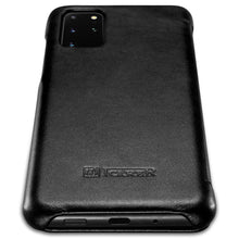 Заредете изображение във визуализатора на галерията – iCarer Curved Edge Vintage Folio Genuine Leather Flip Cover for Samsung Galaxy S20+ black (RS992007-BK) - TopMag
