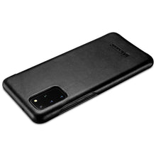 Заредете изображение във визуализатора на галерията – iCarer Curved Edge Vintage Folio Genuine Leather Flip Cover for Samsung Galaxy S20+ black (RS992007-BK) - TopMag
