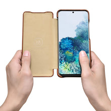 Заредете изображение във визуализатора на галерията – iCarer Curved Edge Vintage Folio Genuine Leather Cover Case for Samsung Galaxy S20+ brown (RS992007-BN) - TopMag
