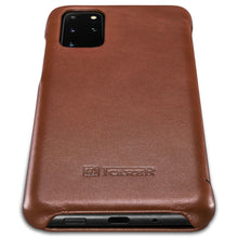 Заредете изображение във визуализатора на галерията – iCarer Curved Edge Vintage Folio Genuine Leather Cover Case for Samsung Galaxy S20+ brown (RS992007-BN) - TopMag

