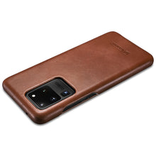 Заредете изображение във визуализатора на галерията – iCarer Curved Edge Vintage Folio Genuine Leather Flip Cover for Samsung Galaxy S20 Ultra brown (RS992008-BN) - TopMag
