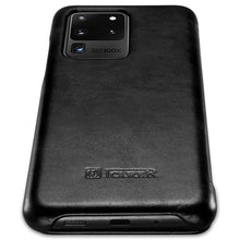 Заредете изображение във визуализатора на галерията – iCarer Curved Edge Vintage Folio Genuine Leather Cover Flip Cover for Samsung Galaxy S20 Ultra black (RS992008-BK) - TopMag
