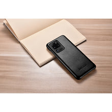Заредете изображение във визуализатора на галерията – iCarer Curved Edge Vintage Folio Genuine Leather Cover Flip Cover for Samsung Galaxy S20 Ultra black (RS992008-BK) - TopMag
