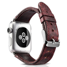Заредете изображение във визуализатора на галерията – iCarer Leather Vintage Wristband Genuine Leather Strap for Watch 7 7/6/5/4/3/2 / SE (41/40 / 38mm) Red (RIW103-WI （38）) - TopMag
