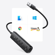 Заредете изображение във визуализатора на галерията – Ugreen HUB USB Type A splitter - 4x USB 3.2 Gen 1 black (CM416 80657) - TopMag
