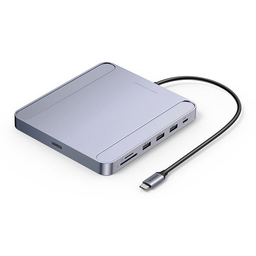 Ugreen HUB USB Type C - 3 x USB Type A 3.1 Gen 1 + SD / TF + RJ45 gray (CM522 60378) - TopMag