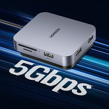 Заредете изображение във визуализатора на галерията – Ugreen HUB for iMac USB Type C - 3 x USB Type A 3.1 Gen 1 + SD / TF gray (CM521 60377) - TopMag
