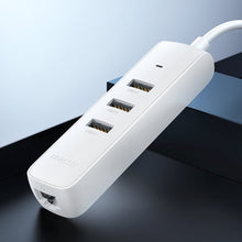 Заредете изображение във визуализатора на галерията – Ugreen HUB 4in1 USB Type C - 3x USB Type A 3.1 Gen 1 + RJ45 white (CM416 50620) - TopMag
