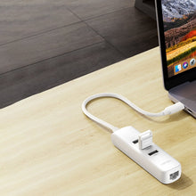 Заредете изображение във визуализатора на галерията – Ugreen HUB 4in1 USB Type C - 3x USB Type A 3.1 Gen 1 + RJ45 white (CM416 50620) - TopMag

