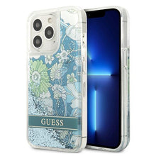 Заредете изображение във визуализатора на галерията – Guess GUHCP13LLFLSN iPhone 13 Pro / 13 6,1" zielony/green hardcase Flower Liquid Glitter - TopMag

