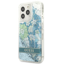 Заредете изображение във визуализатора на галерията – Guess GUHCP13LLFLSN iPhone 13 Pro / 13 6,1" zielony/green hardcase Flower Liquid Glitter - TopMag
